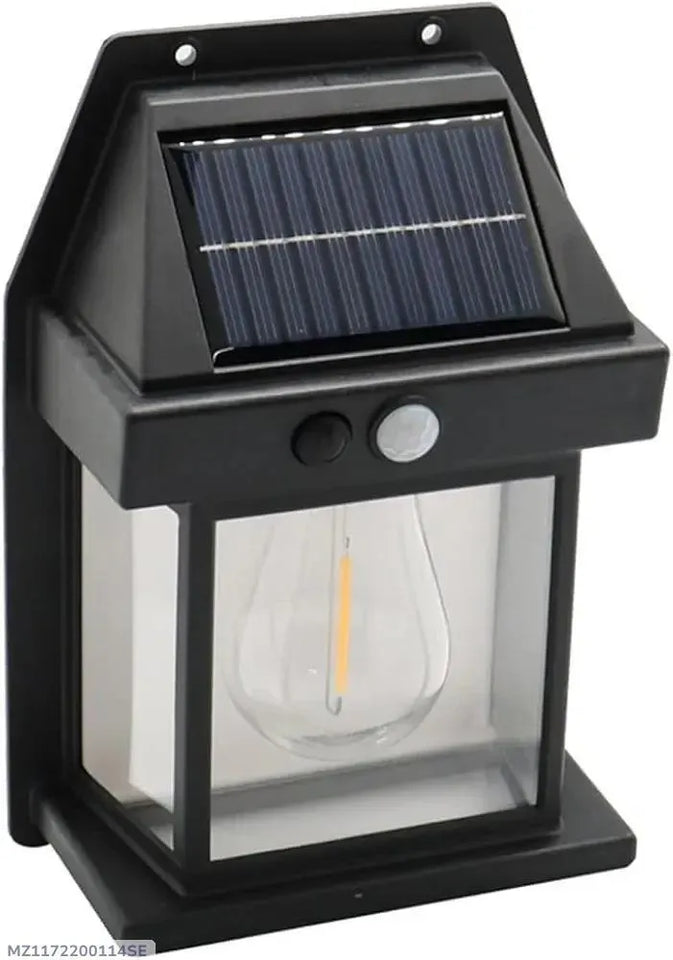 Solar Motion Sensor Lamp Black ABS Outdoor Garden Pathway