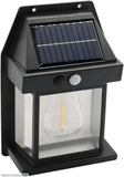 Solar Motion Sensor Lamp Black ABS Outdoor Garden Pathway