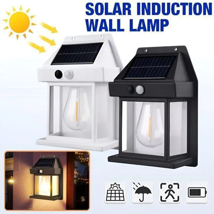 Solar Motion Sensor Lamp Black ABS Outdoor Garden Pathway
