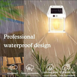 Solar Motion Sensor Lamp Black ABS Outdoor Garden Pathway