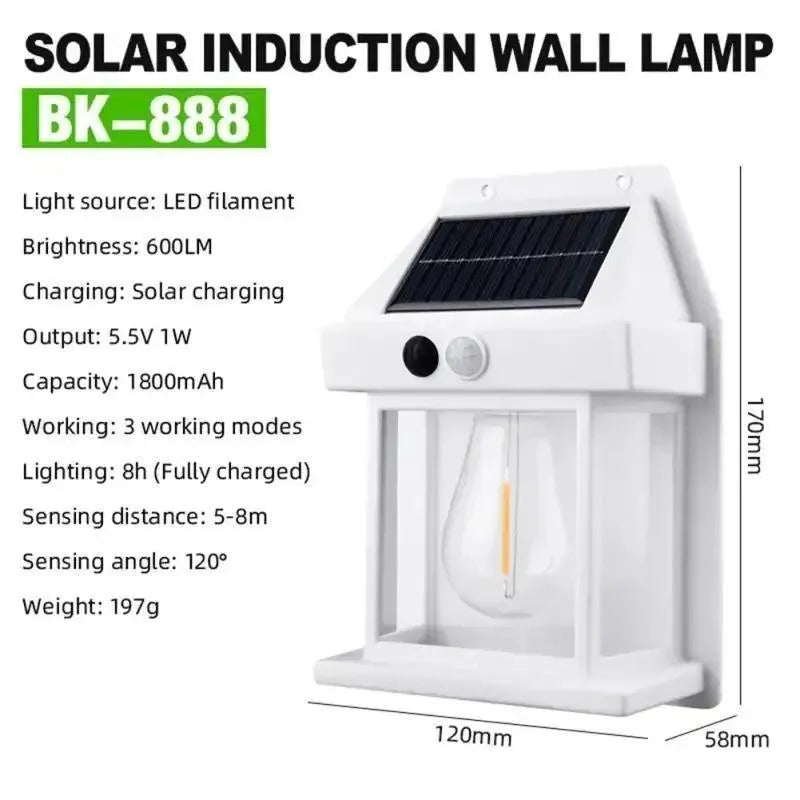 Solar Motion Sensor Lamp Black ABS Outdoor Garden Pathway